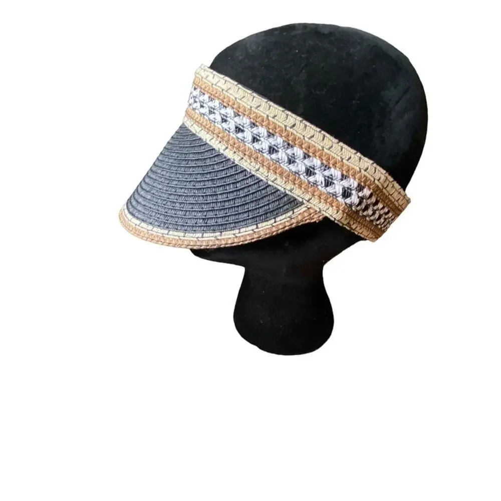 I Am Braided Black and Tan Paper Visor Women's One Size NWT